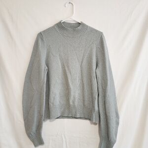 COS Light Gray Wool Blend Slouchy Crew Neck Cropped Fit Sweater